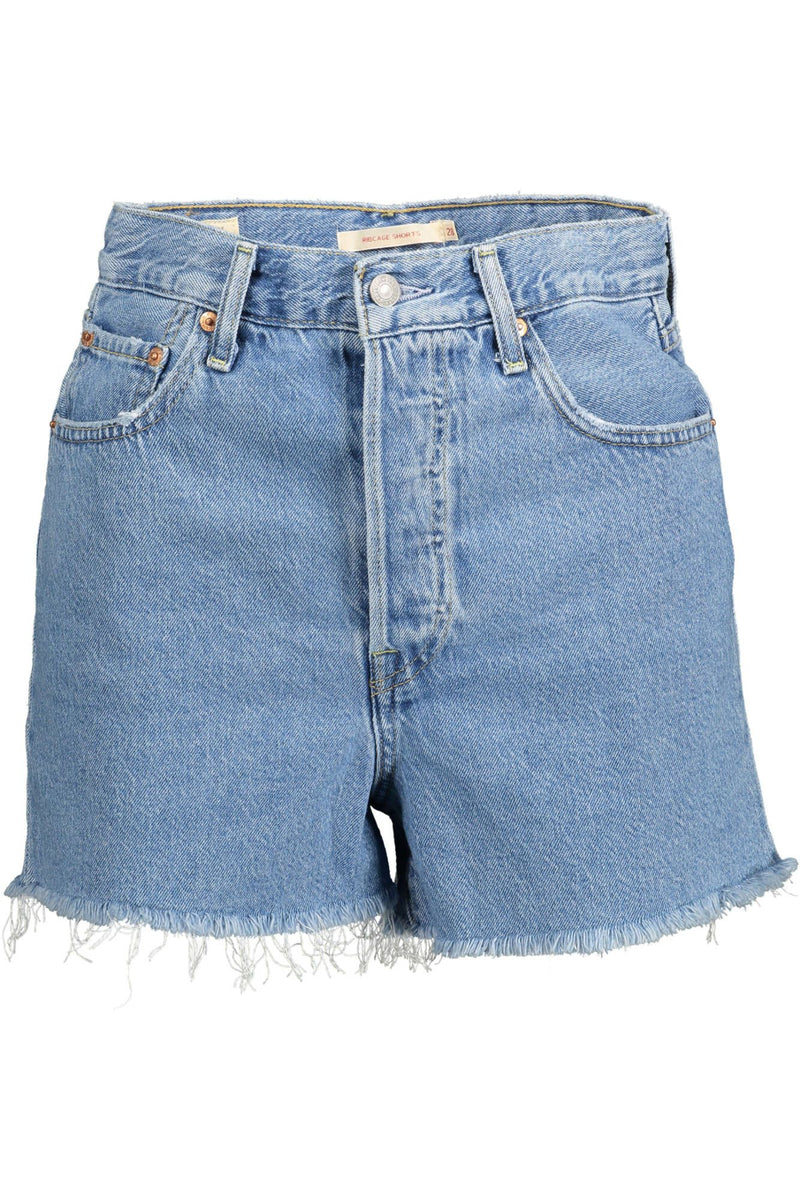 Chic Fringed Hem Denim Shorts in Light Blue