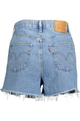 Chic Fransed Hem Denim Shorts in hellblau