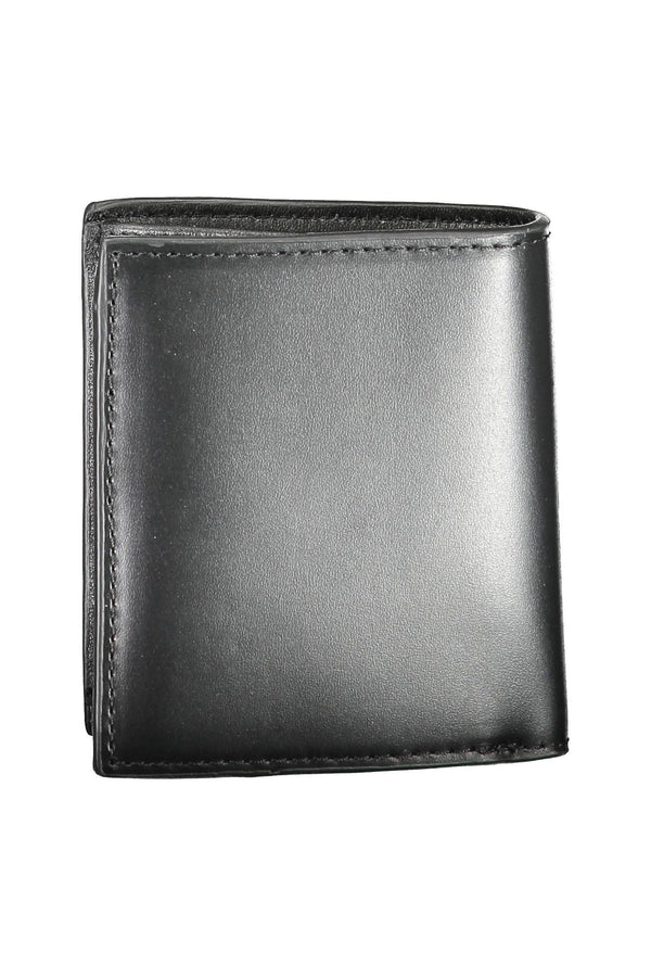 Sleek Black Leather Wallet with Coin Purse