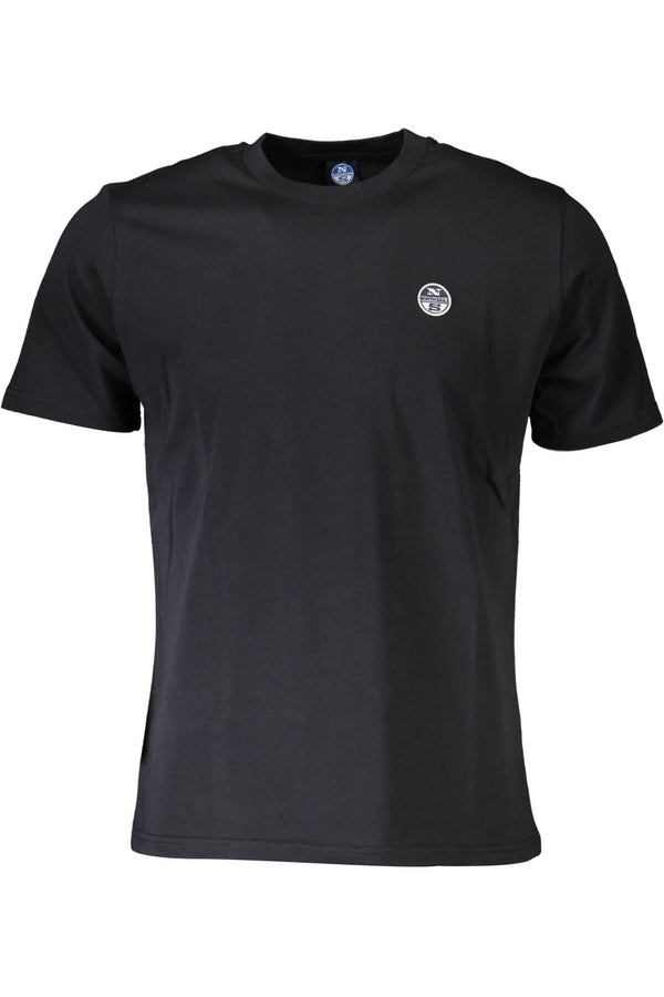 Elegante camiseta de algodón negro con apliques de logotipo