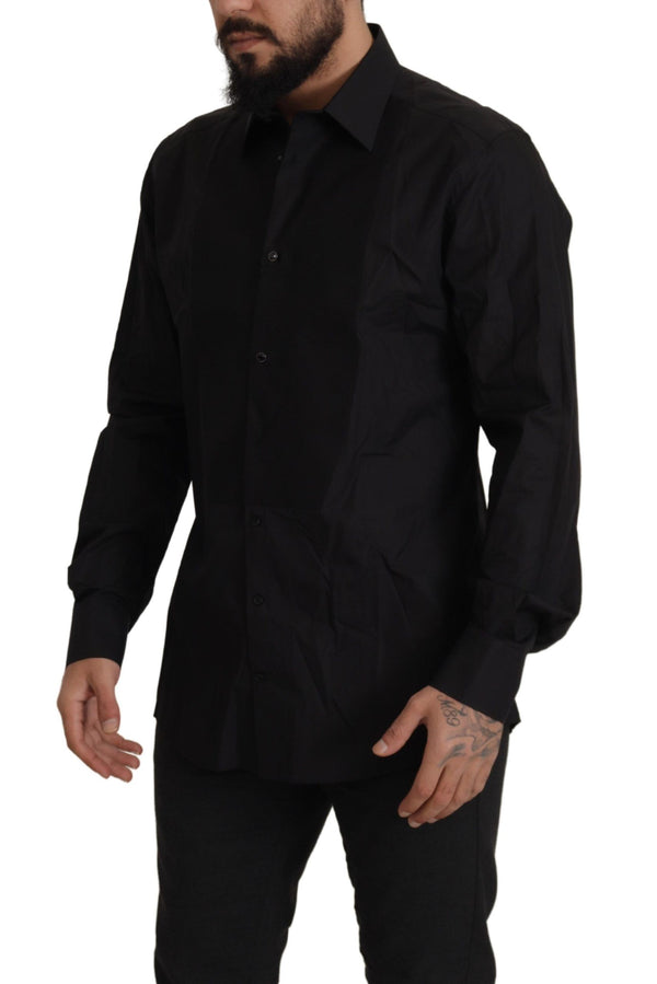 La elegante camisa de vestir de esmoquin negro - Fit Slim