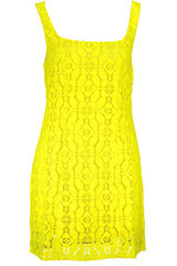 Vestido sin mangas de cuello cuadrado amarillo