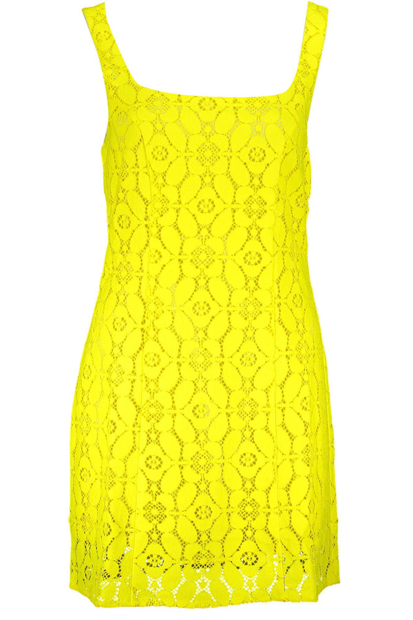 Chic Yellow Square Neck Sleeveless Dress