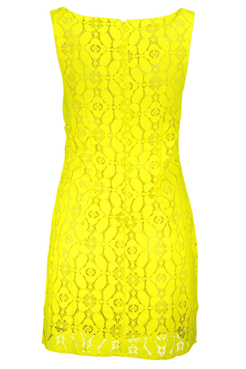 Vestido sin mangas de cuello cuadrado amarillo