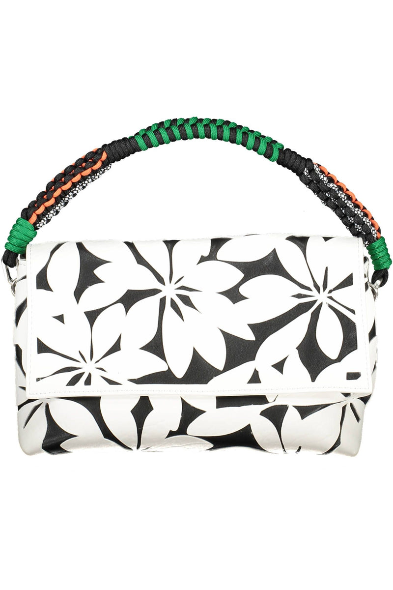 Chic blanco detallado contrastante bolso de hombro