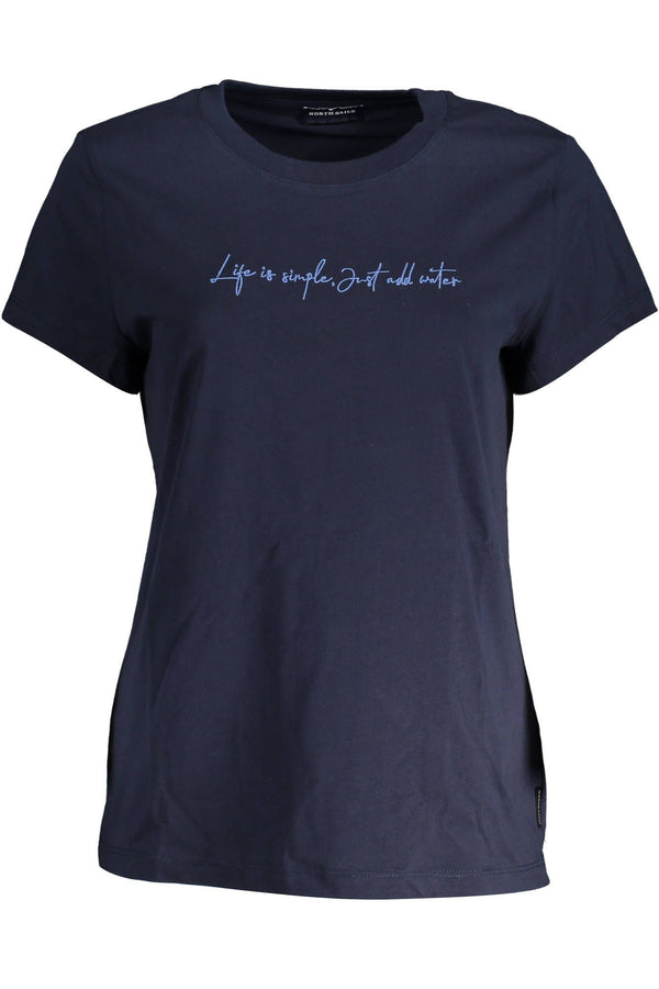 TEE de algodón orgánico azul elegante con bordado exclusivo