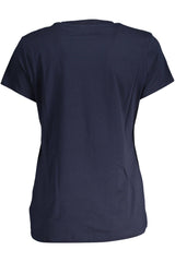 T-shirt en coton biologique bleu chic avec broderie signature