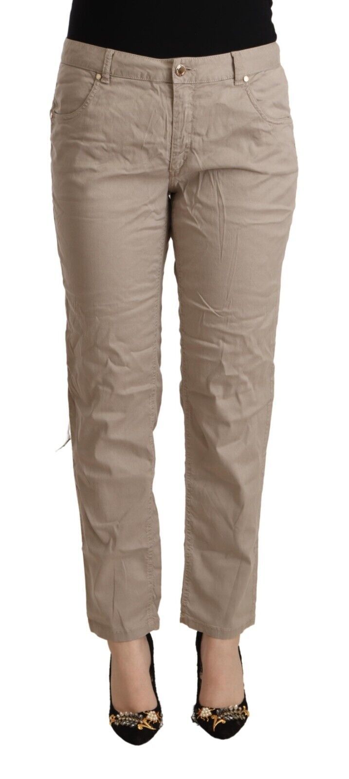 Beige Mid Taille Tapesed Hosen