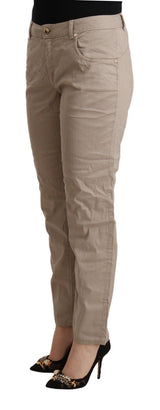 Pantalones cónicos de cintura beige