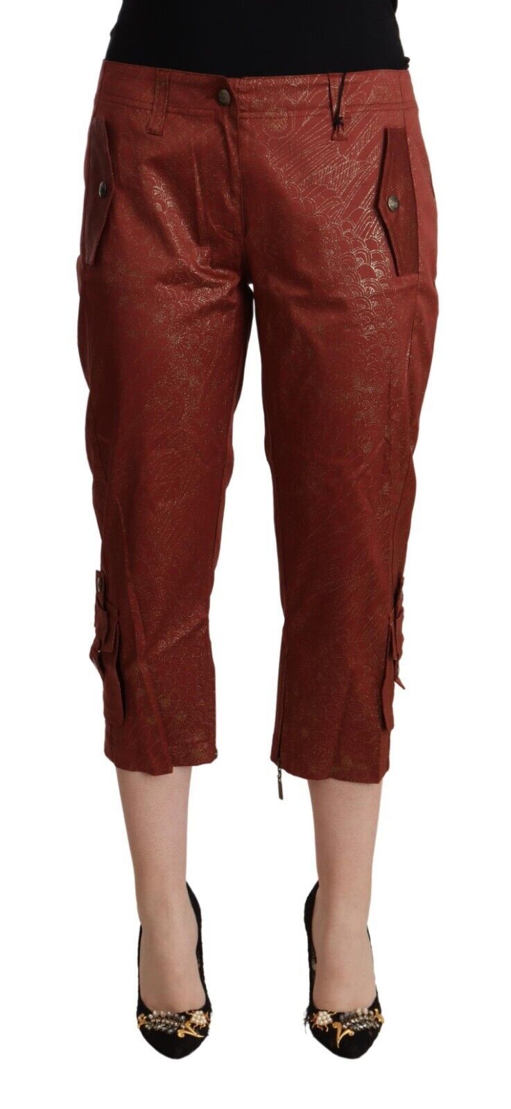 Pantaloni di cotone a corto marrone chic