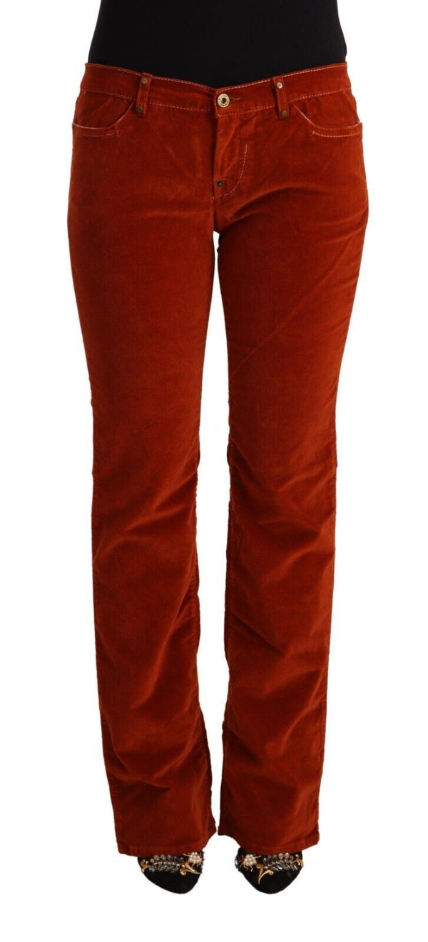 Jeans de corte recto de cintura baja roja elegante