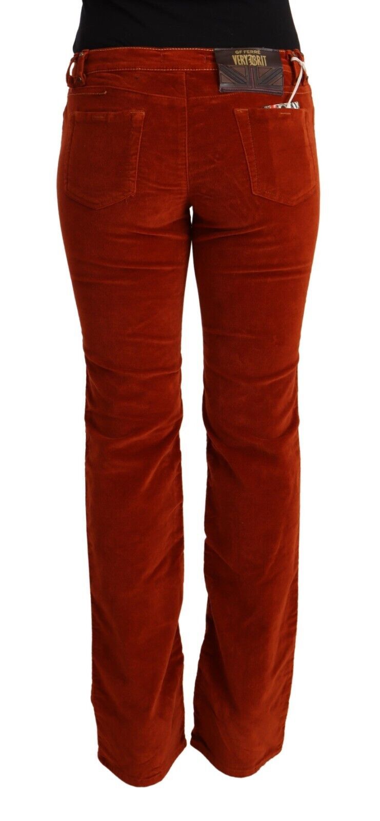 Jeans de corte recto de cintura baja roja elegante