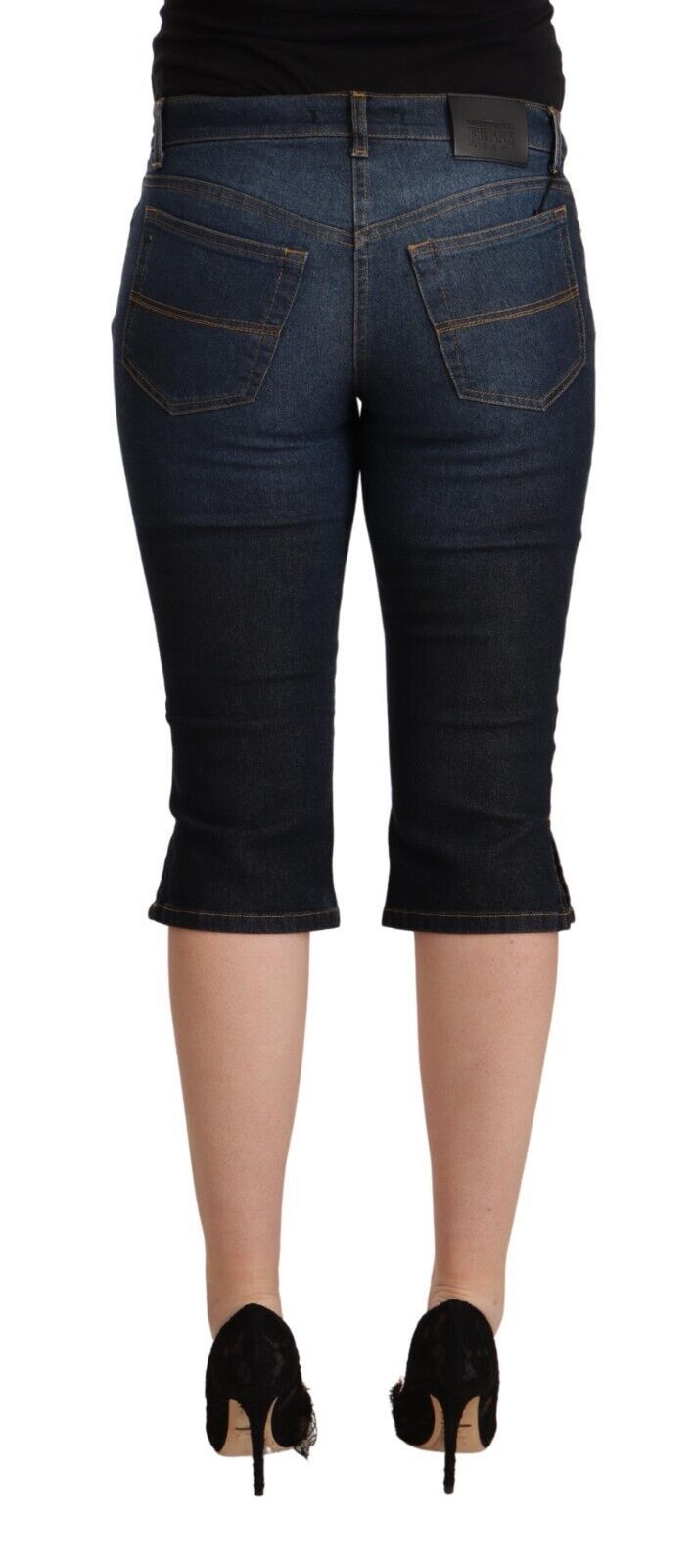 Pantalon de denim Capri à taille basse chic