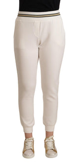 Chic White Mid Waist Jogger Pants