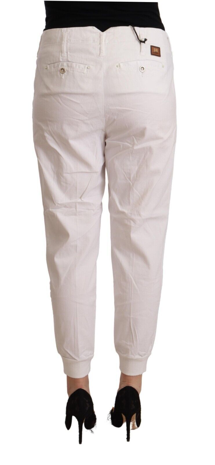 Chic White Tapered Cropped Hosen