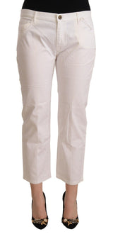 Chic White Mid Meda Skinny Cropped Jeans