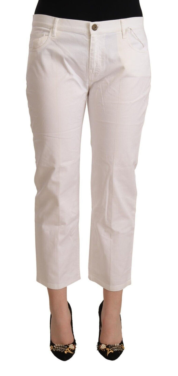 Chic White Mid Meda Skinny Cropped Jeans