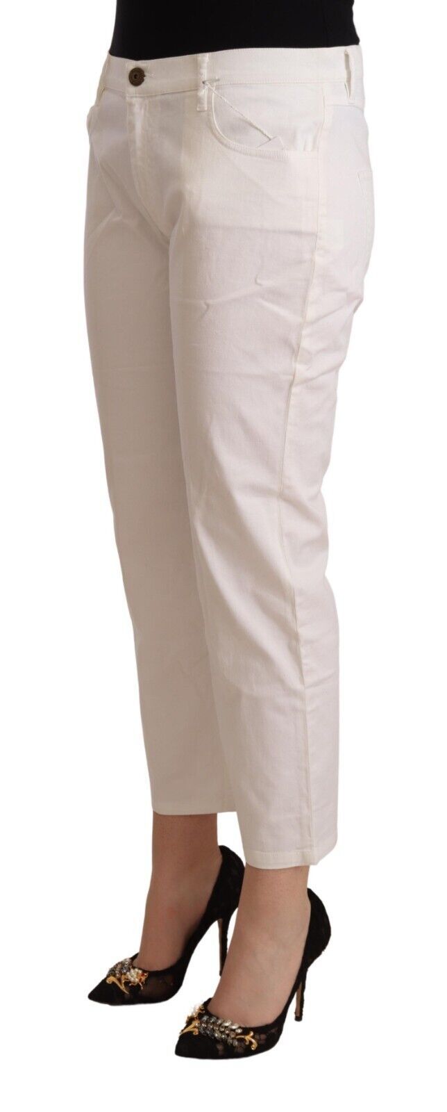 Chic White Mid Meda Skinny Cropped Jeans