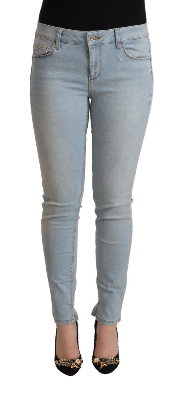 Light Blue Mid Waist Skinny Denim