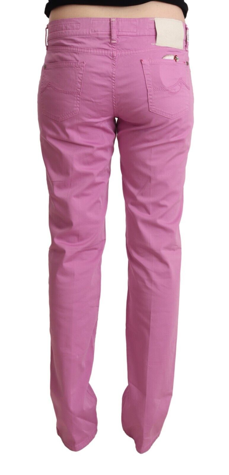 Elegantes jeans de mezclilla rosa cónica