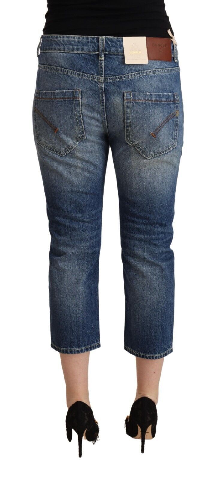 Eleganti jeans in denim in cotone a metà aeroperato