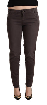 Pantalon skinny à taille basse brune chic