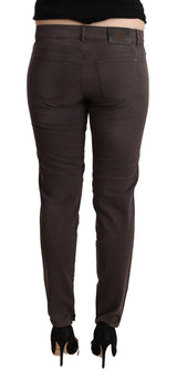 Pantalon skinny à taille basse brune chic