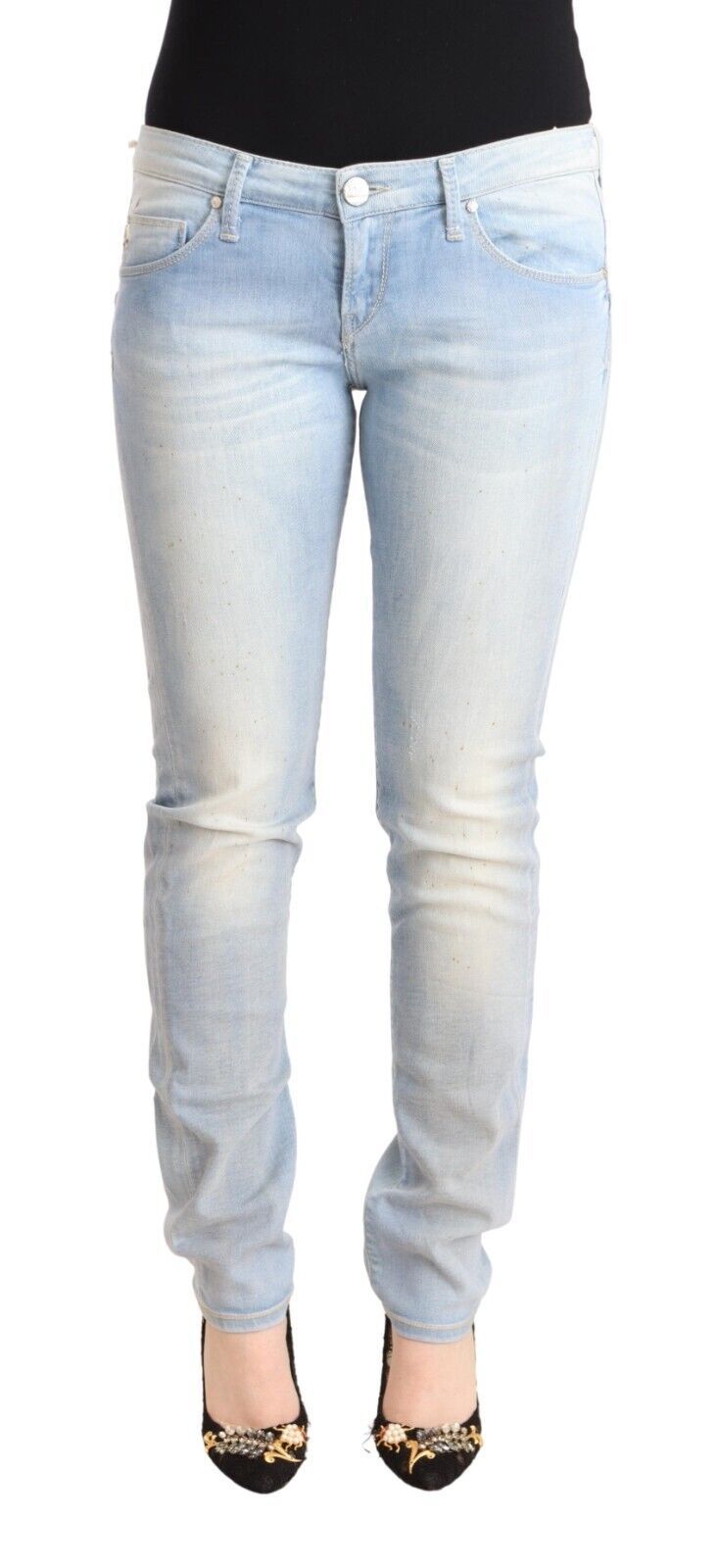 Chic bassa bassa vita magra denim azzurro