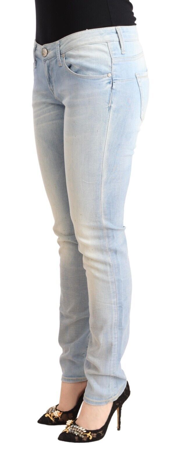 Chic bassa bassa vita magra denim azzurro