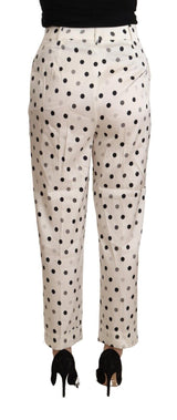 Pantaloni conici chic high high waist a pois