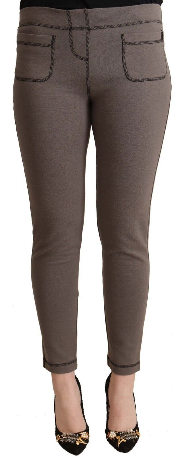 Chic Grey Mid Taille Skinny Hosen für raffinierten Stil