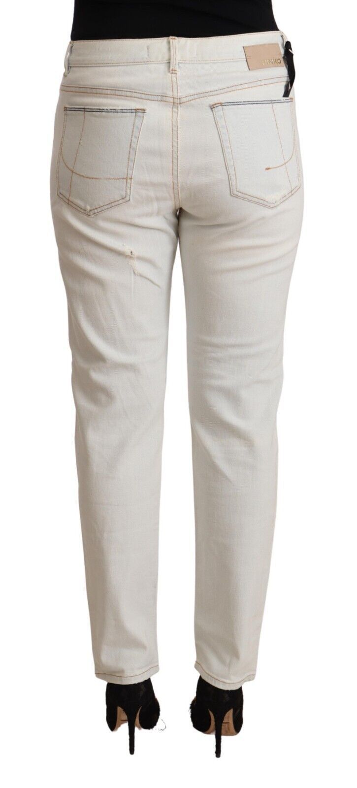 Jean denim maigre blanc à la taille blanche