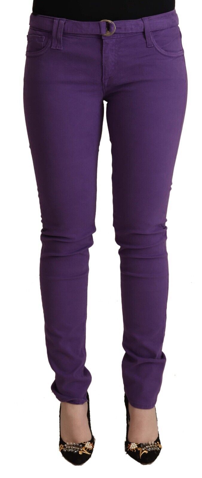 Jean skinny à taille basse violette chic