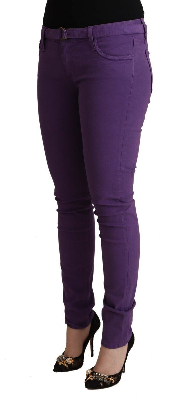 Jean skinny à taille basse violette chic