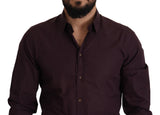 Camisa de vestir de fit delgado morado morado