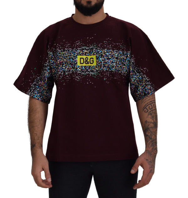 Bordeaux Crewneck -Baumwoll -T -Shirt