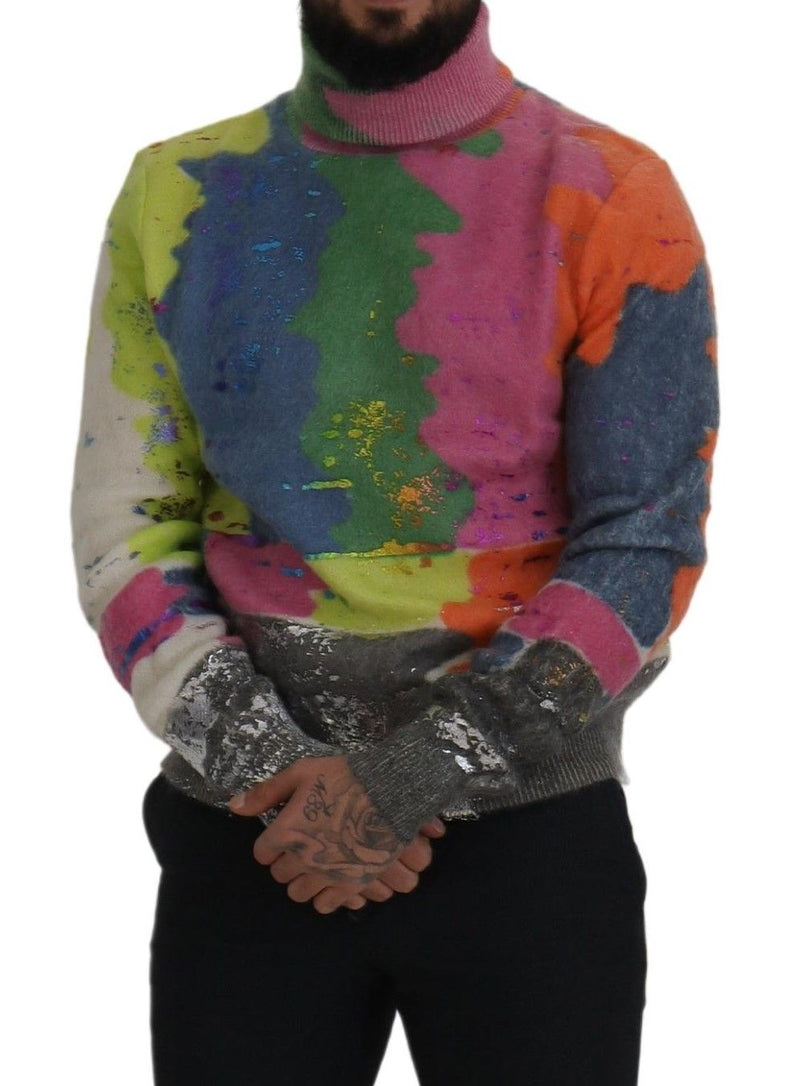 Multicola -TV -Motiv -Sweater mit Rollkragenpullover