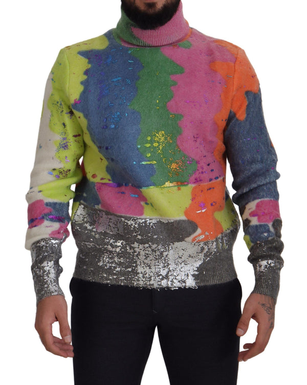 Multicola -TV -Motiv -Sweater mit Rollkragenpullover