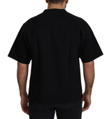 Camiseta de la trampilla de mezcla de algodón negro elegante