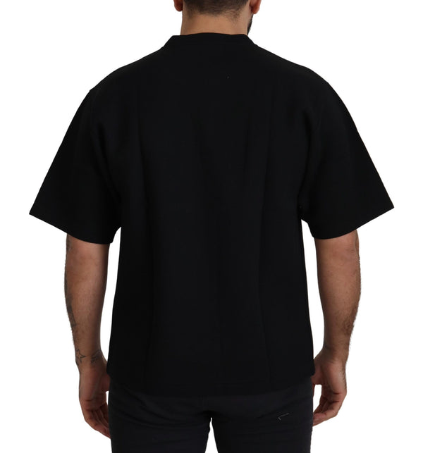 T-shirt in troupe di miscela di cotone nero elegante