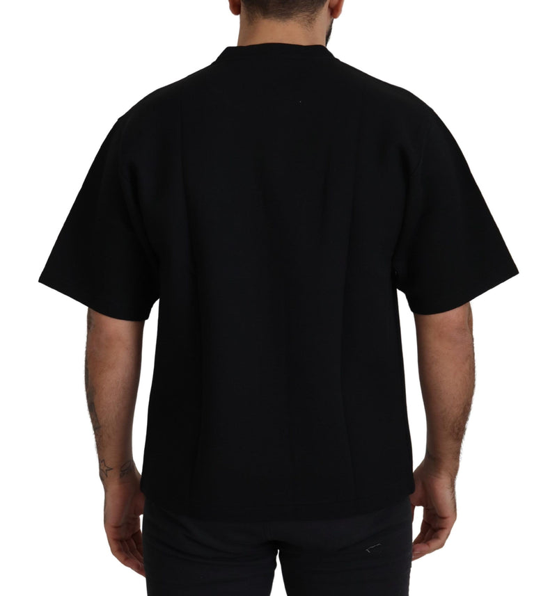 Camiseta de la trampilla de mezcla de algodón negro elegante