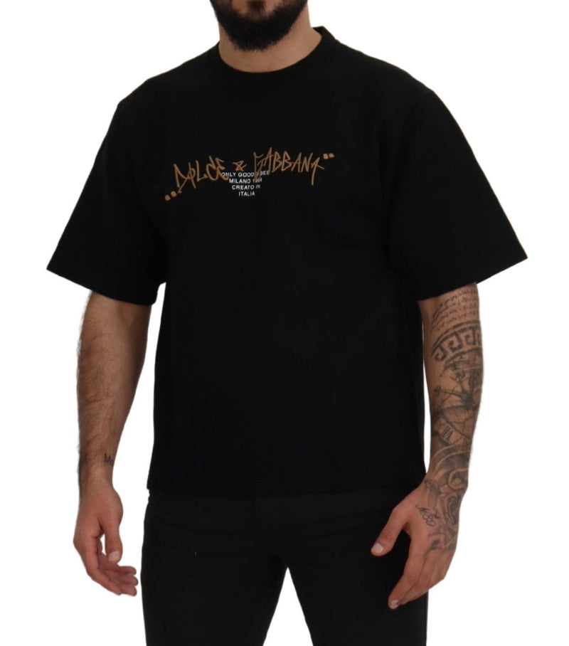 Camiseta de la trampilla de mezcla de algodón negro elegante