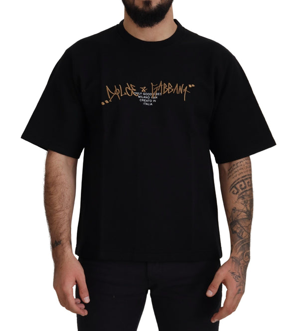 Camiseta de la trampilla de mezcla de algodón negro elegante