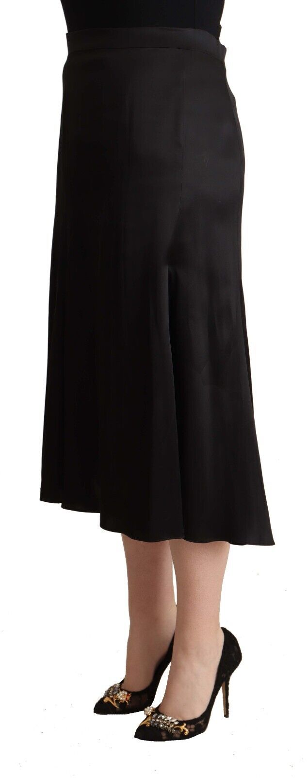 Eleganter hoher Taille Midi Black Rock