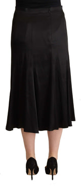 Elegant High Waist Midi Black Skirt