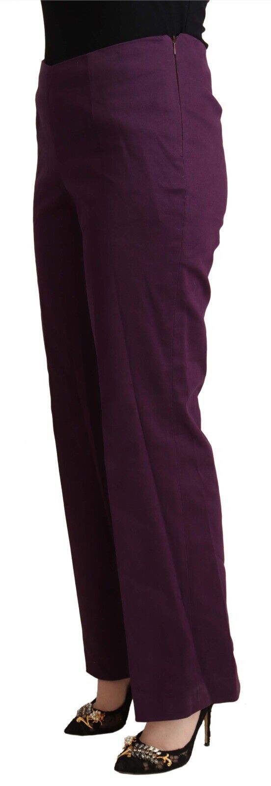 Pantalones de cintura alta de violeta elegante Violeta