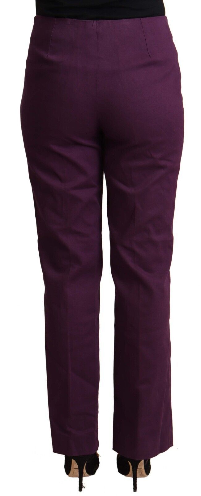 Eleganti pantaloni conici a vita alta viola