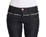 Elegantes piernas rectas jeans azul oscuro