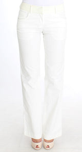 Pantalones de ajuste recto de rayas blancas elegantes