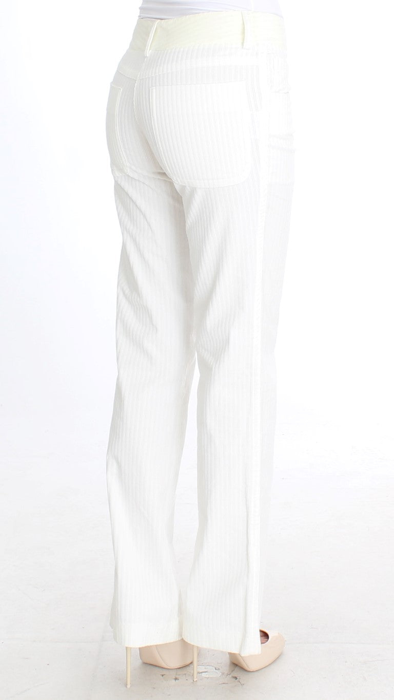 Pantalon à ajustement droit à rayures blanches chic